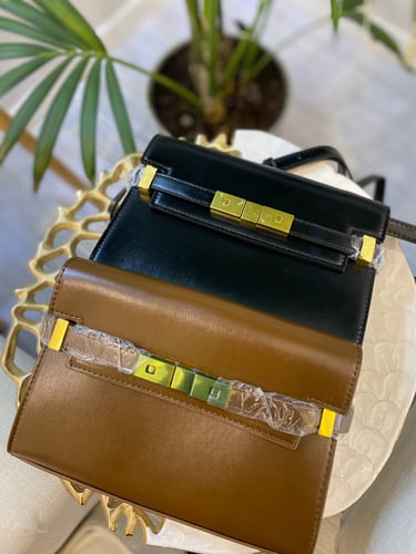 شنطة جلد بني مربعه bag 4