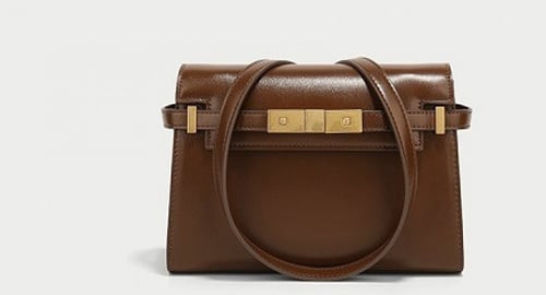 شنطة جلد بني مربعه bag 4