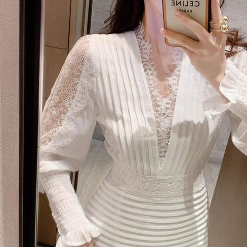 فستان شيفون ابيض