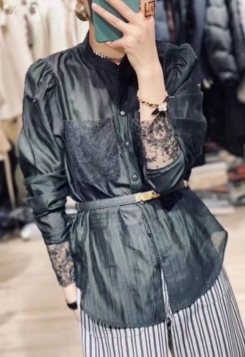 بلوزة قطن اكمام دانتيل اسود blouse 5