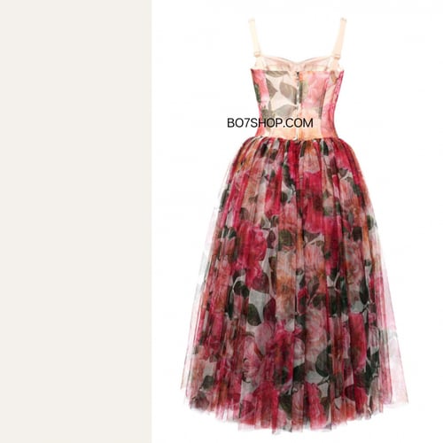 فستان تل بطباعة ورود