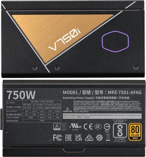 CoolerMaster V750 Gold i 750 Watt PCIe 5 Fully Mod...