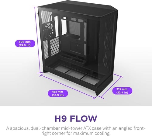nzxt H9 Flow 2025 كيس كمبيوتر اسود