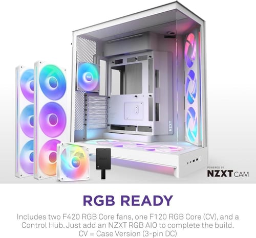 nzxt H9 Flow RGB+ 2025 كيس كمبيوتر ابيض