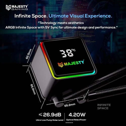 Majesty 360MM ARGB CPU Water Cooler, Digital Tempe...