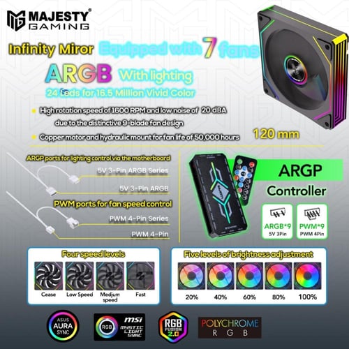 صندوق كمبيوتر ماجيستي ميد تاور اكس سبيس مزود بـ 7...