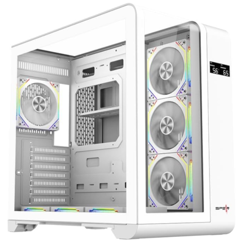 Meer Pro Spear – كيس PC أبيض مع شاشة LCD و 7 مراوح...