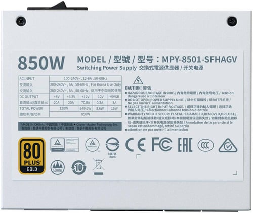 Cooler Master V850 SFX 850W ATX3.0 GEN5 80Plus Gol...