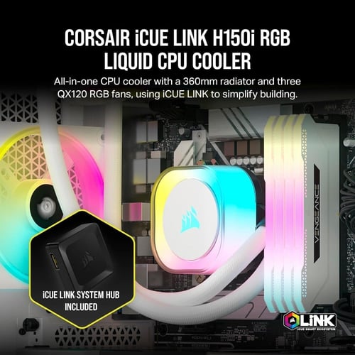 CORSAIR ICUE LINK H150I RGB WHITE WATER COOLING CP...