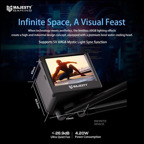 Majesty 360MM ARGB CPU Water Cooler, Digital Tempe...
