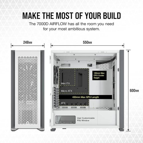 CORSAIR 7000D AIRFLOW Full-Tower ATX PC Case White...