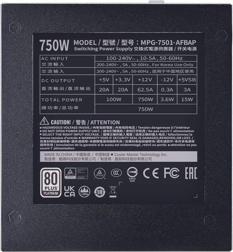 Cooler Master XG750 Plus Platinum Power Supply Uni...