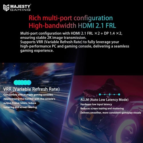 Majesty Gaming Monitor – 27” QHD 2K, 275Hz, 1ms, F...