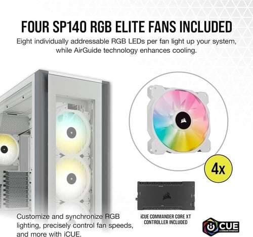 CORSAIR iCUE 7000X RGB Full-Tower ATX PC Case, Whi...