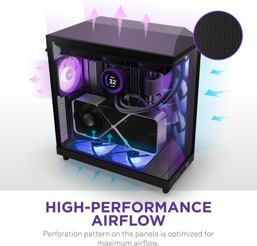 NZXT H6 Flow RGB Mid-Tower Airflow Case Black كيس...