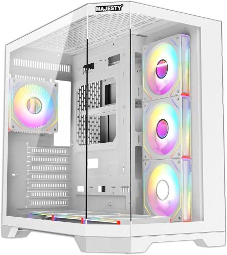 Case Cube Majesty MAVERA 7 Fan RGB White كيس ماجست...