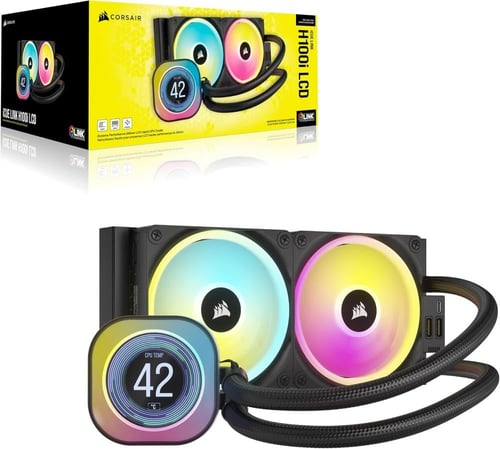 CORSAIR iCUE Link H100i LCD Liquid CPU Cooler مبرد...
