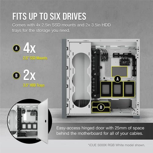 Corsair iCUE 5000X RGB Tempered Glass Mid-Tower AT...