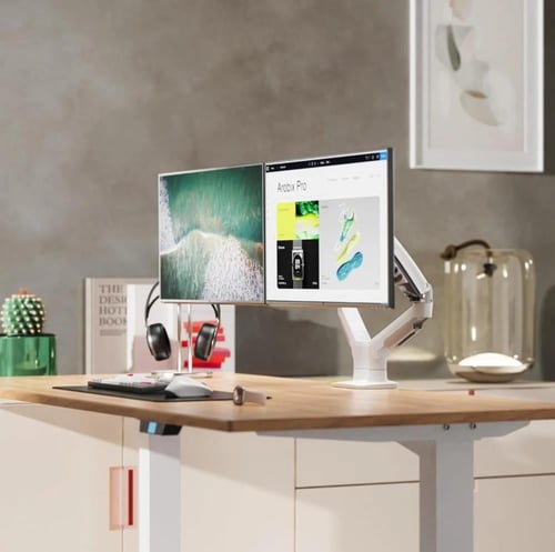 حامل مكتبي مزدوج عالمي من NB نورث بايو، مزود بمسند...