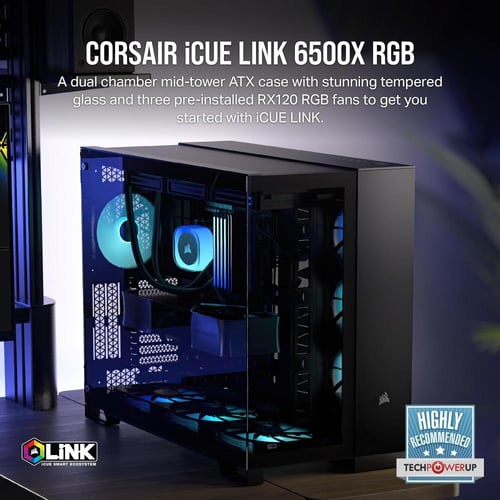 CORSAIR iCUE LINK 6500X RGB Mid-Tower ATX Dual Cha...