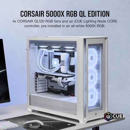 Corsair 5000X RGB QL Edition Mid-Tower Case - True...