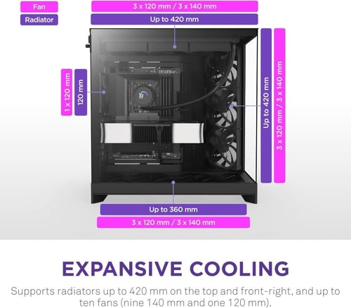 nzxt H9 Flow 2025 كيس كمبيوتر اسود