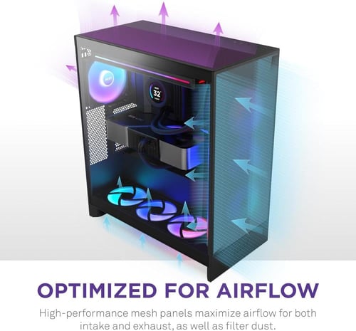 NZXT H7 Flow 2024 - Mid-Tower ATX Airflow Case Bla...