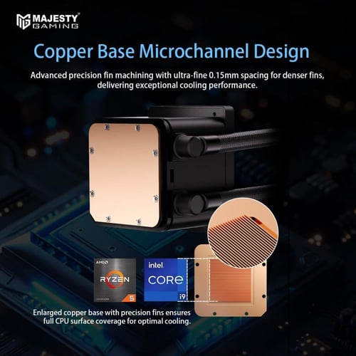 Majesty 360MM ARGB CPU Water Cooler, Digital Tempe...