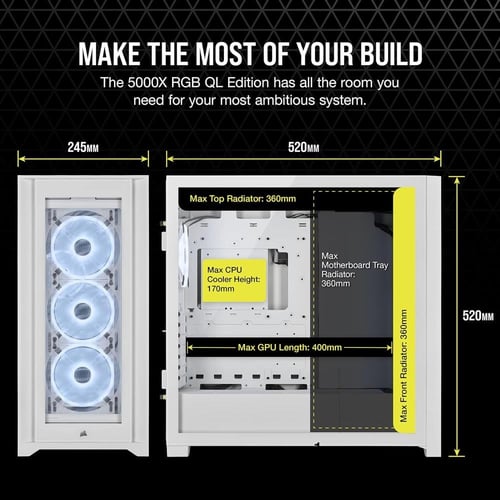 Corsair 5000X RGB QL Edition Mid-Tower Case - True...