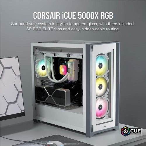 Corsair iCUE 5000X RGB Tempered Glass Mid-Tower AT...
