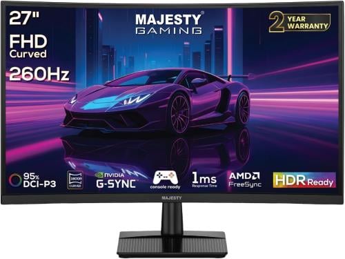 Majesty Curved Gaming Monitor – 27” FHD 1080P, 260...