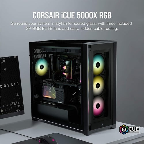 Corsair iCUE 5000X RGB Tempered Glass Mid-Tower AT...
