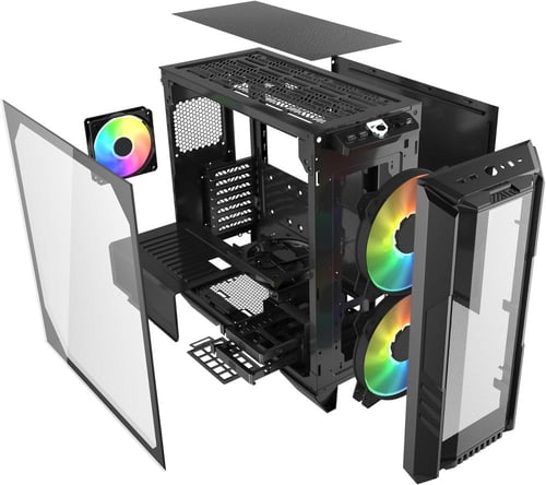 Cooler Master HAF 500 Black Steel Tempered Glass A...