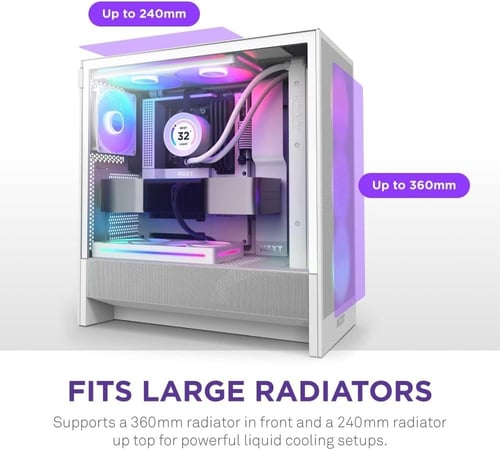 H5 Flow white RGB كيس كمبيوتر ابيض