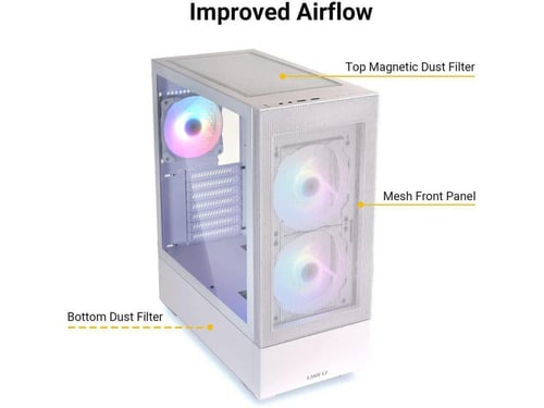 Mesh Airflow ATX PC Case Gaming - White LANCOOL205...
