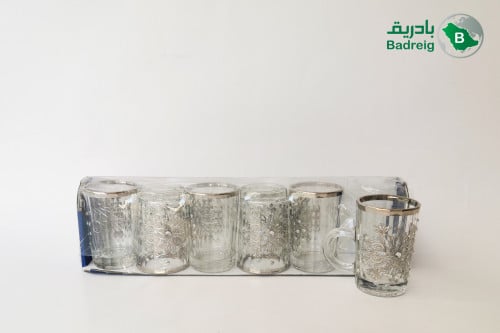 فنجان شاي عنكبوت كسر فضى 6 حبة