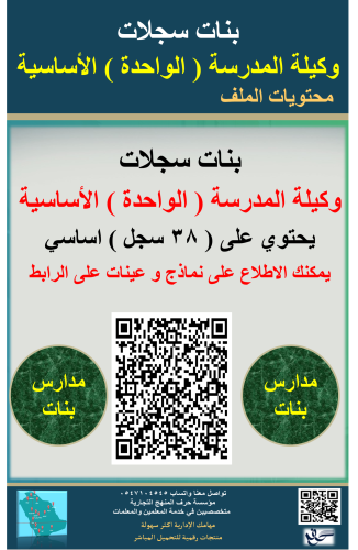 بنات سجلات وكيلة المدرسة ( وكيلة واحدة ) في المدرس...