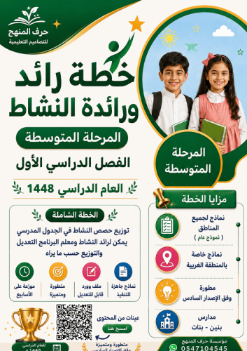 ( المرحلة المتوسطة ) خطة رائد و رائدة النشاط الطلا...