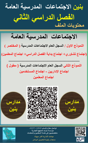 بنين ( الفصل الثاني ) الاجتماعات المدرسية العامة 1...