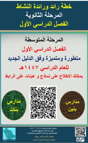 المرحلة الثانوية الفصل الأول خطة رائد ورائدة النشا...