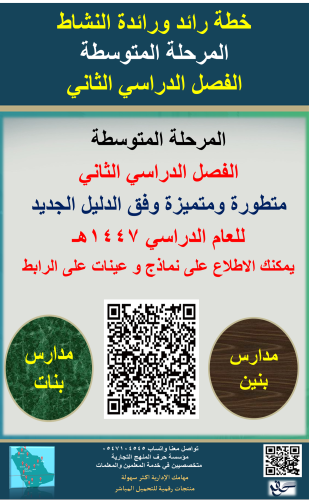 المرحلة المتوسطة الفصل الثاني خطة رائد ورائدة النش...