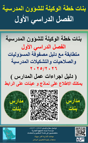 بنات الفصل الاول خطة وكيلة المدرسية 1447ه جديد ومح...