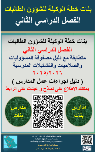 بنات الفصل الثاني خطة وكيلة الطالبات 1447ه جديد وم...