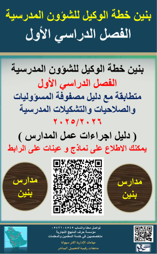 بنين الفصل الاول خطة وكيل المدرسية 1447ه جديد ومحد...