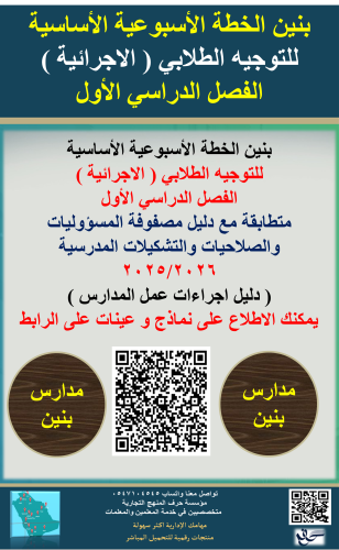 بنين الفصل الاول خطة الموجه الطلابي ( الاسبوعية )...