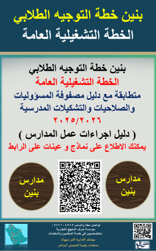 بنين الخطة التشغيلية لعمل الموجه الطلابي في المدرس...