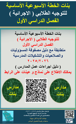 بنات الفصل الاول خطة الموجه الطلابي ( الاسبوعية )...