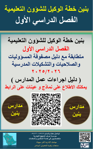 بنين الفصل الاول خطة وكيل التعليمية 1447ه جديد ومح...