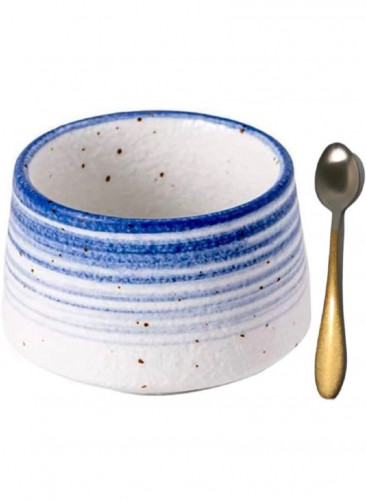 كوب قهوة خزفي مع ملعق مصنوع يدويًا من السيراميك