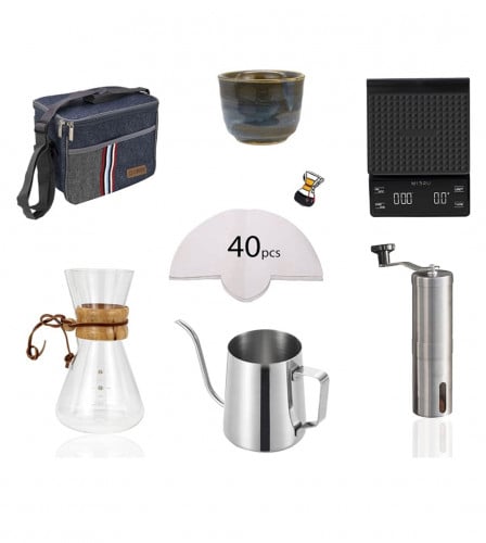 مجموعة تحضير القهوة المقطرة 8 في 1 بطريقة كيمكس من...